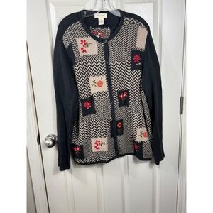 Bechamel Floral Embroidered Cardigan Sweater  Cottagecore Knit Grandmacore XL